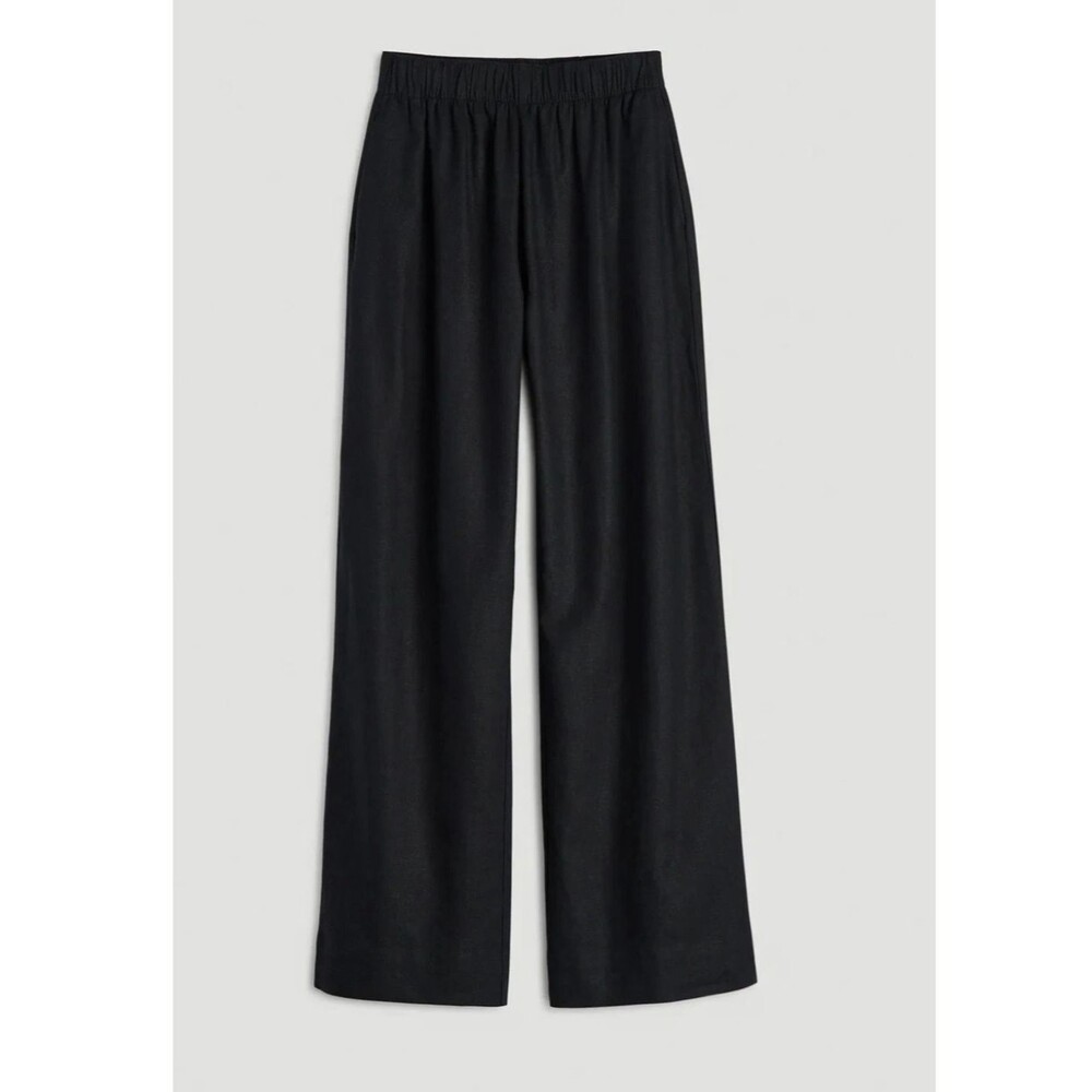American Giant Linen Pants Womens Small Black Wide Leg Pull On Casual Easy NWT